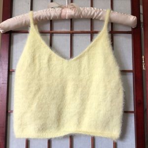 Fuzzy spaghetti strap crop